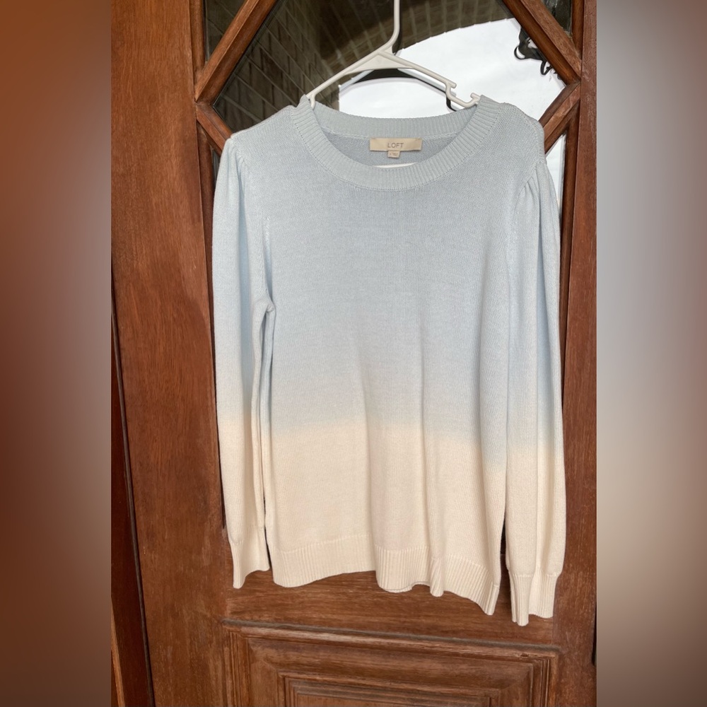 Light Blue & White Crewneck Loft Sweater